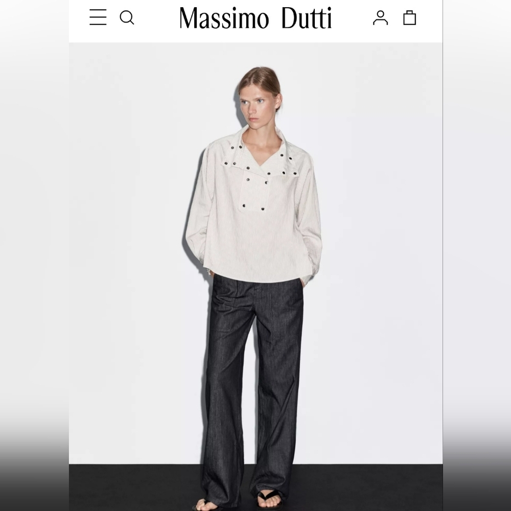Massimo Dutti Black Wide Leg Pants
